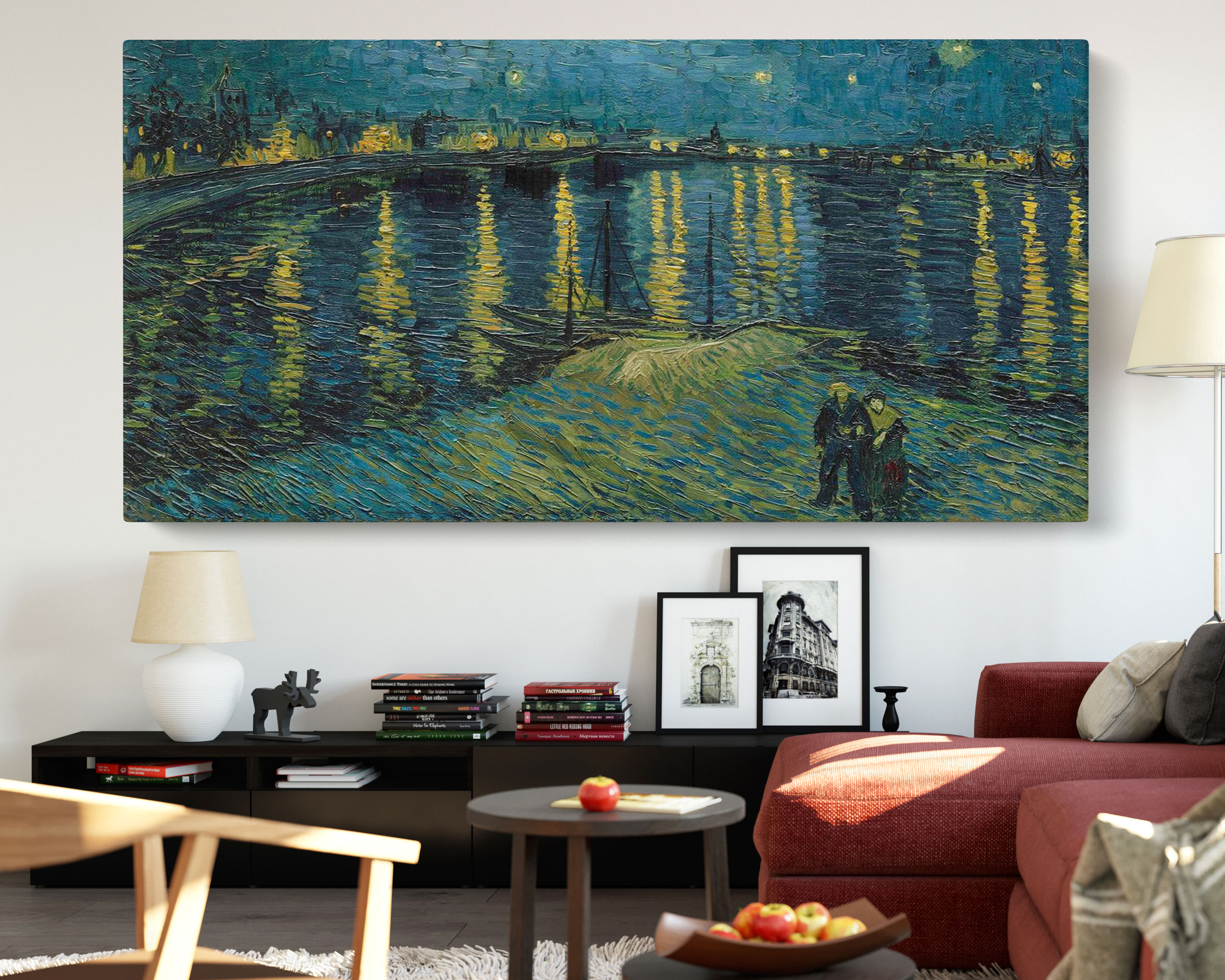 Vincent van Gogh canvas print styled in a living room