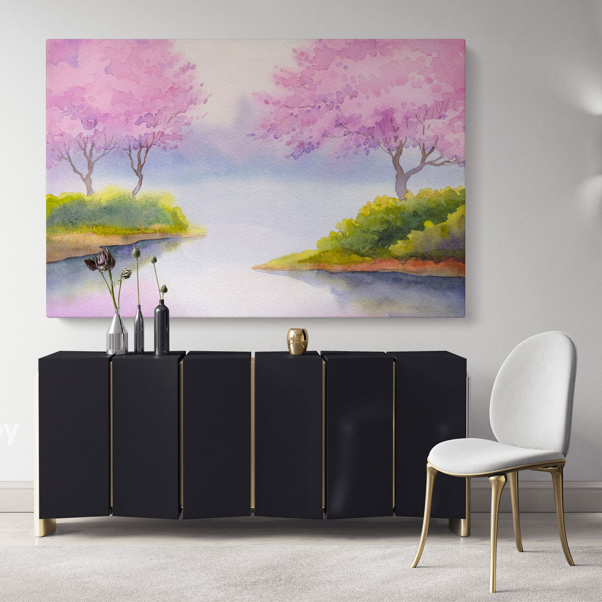 Landscape Spring Watercolour Canvas Wall Art