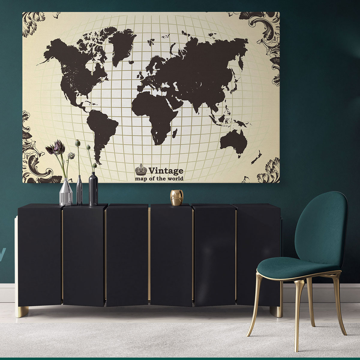 Vintage world map canvas