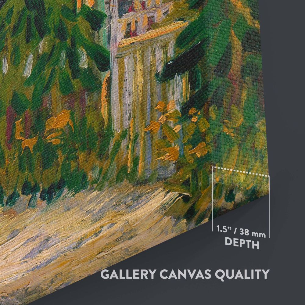 Shelter on Montmartre by Vincent van Gogh, painted in 1887, features bold textures, vibrant colors, and a tranquil rural atmosphere, reproduced on a stunning wall canvas for collectors and fans of Van Gogh's timeless artistry.