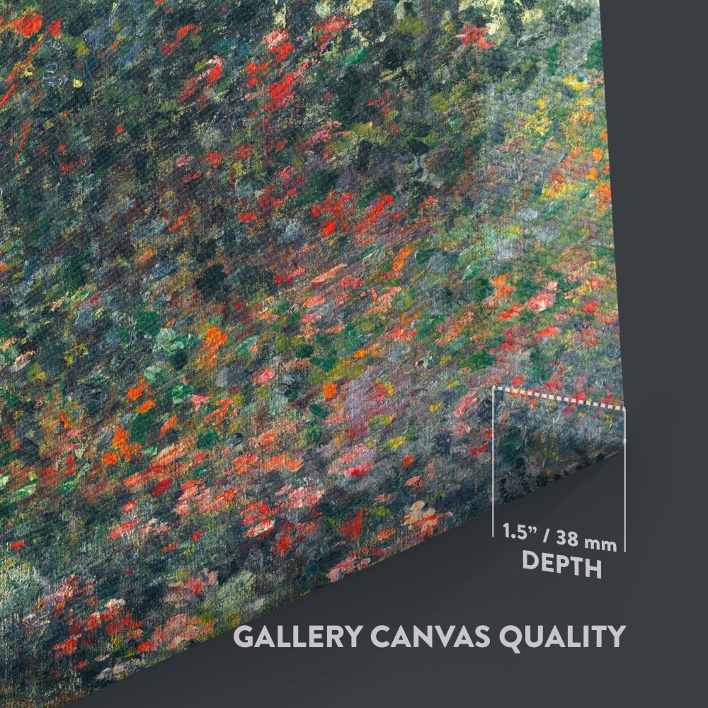 Claude Monet's Camille Monet in the Garden at Argenteuil (1876) depicts a tranquil moment with radiant light, intricate flowers, and nature's beauty, making this impressionist artwork a timeless wall decor piece for art enthusiasts and collectors alike.