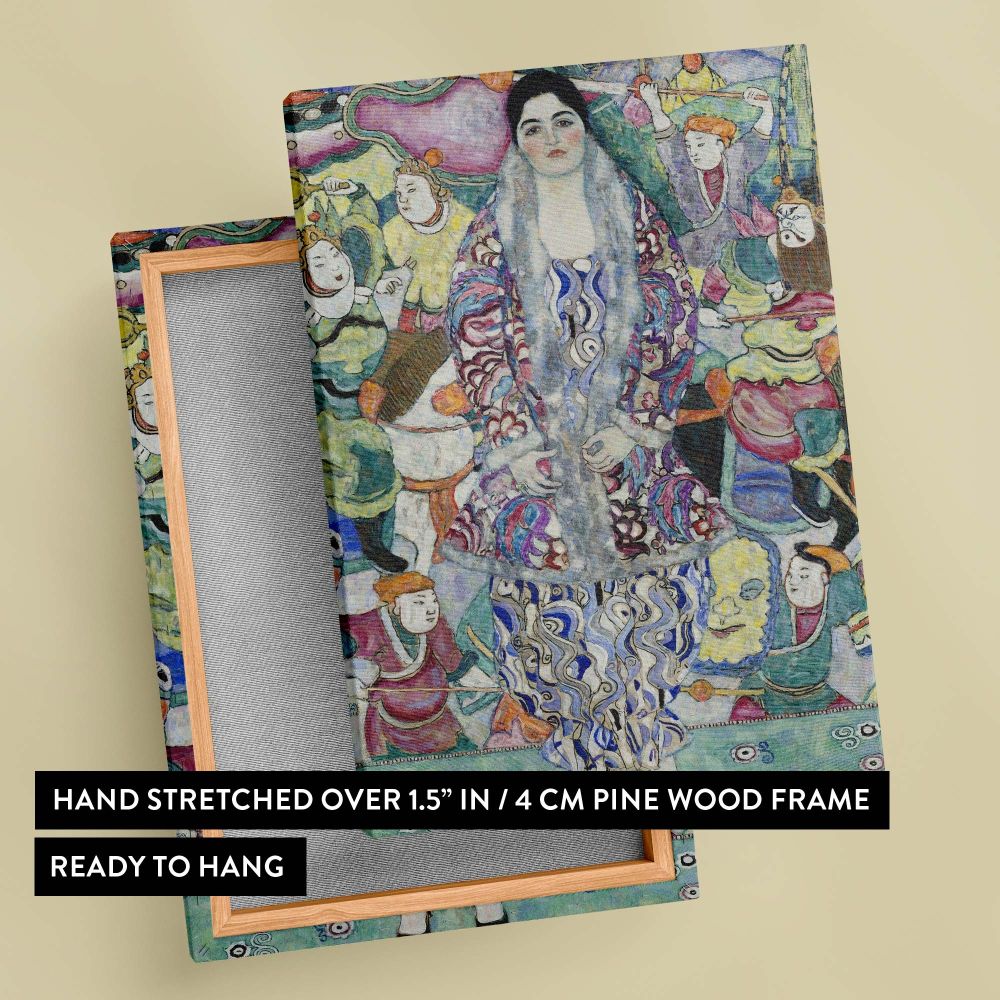 Portrait of Friederike Maria Beer by Gustav Klimt combines intricate patterns and a bold use of color, reflecting the artist's unique style of symbolism and ornamentation, available as a striking wall canvas to elevate any living space.