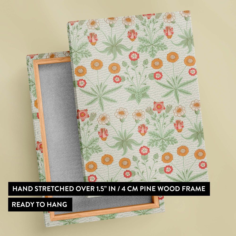 Elegant Daisy artwork by William Morris crafted in 1862 featuring vintage floral designs in yellow, red, and green hues, a perfect choice for anyone seeking a classic botanical theme for their wall decor with historical and artistic significance.