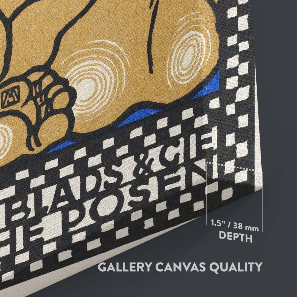 Classic theatrical art print Vaudeville Act 4 Bumbery Blads & Cie Plastic Poses, featuring bold abstract human figures in striking outlines and earthy colors with circular white accents against a vibrant blue background framed by geometric borders.