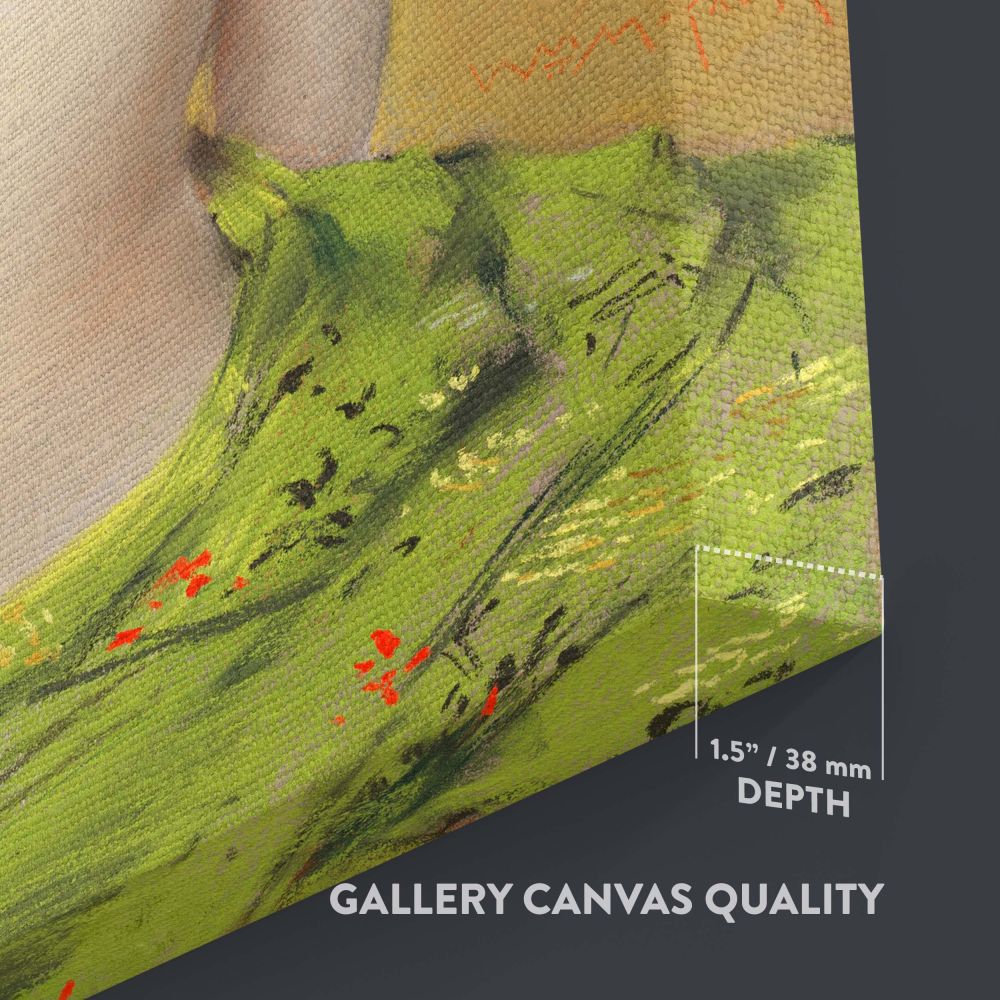 Vintage artistic representation of a Japanese woman seen from behind, her figure gracefully draped in a vibrant green kimono, surrounded by an expressive golden background with abstract brushstrokes creating a harmonious composition.