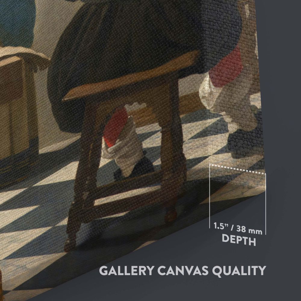 Johannes Vermeer's The Allegory of Painting captures an artist painting a muse holding symbolic objects, framed by detailed elements like a large map, ornate chandelier, and draped curtain, representing history, art, and inspiration.