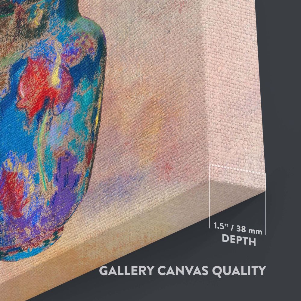 A stunning depiction of blooming flowers in a blue decorative vase with intricate patterns, featuring vibrant colors and soft brushstrokes, offering a serene and artistic representation of floral beauty ideal for home or gallery display.