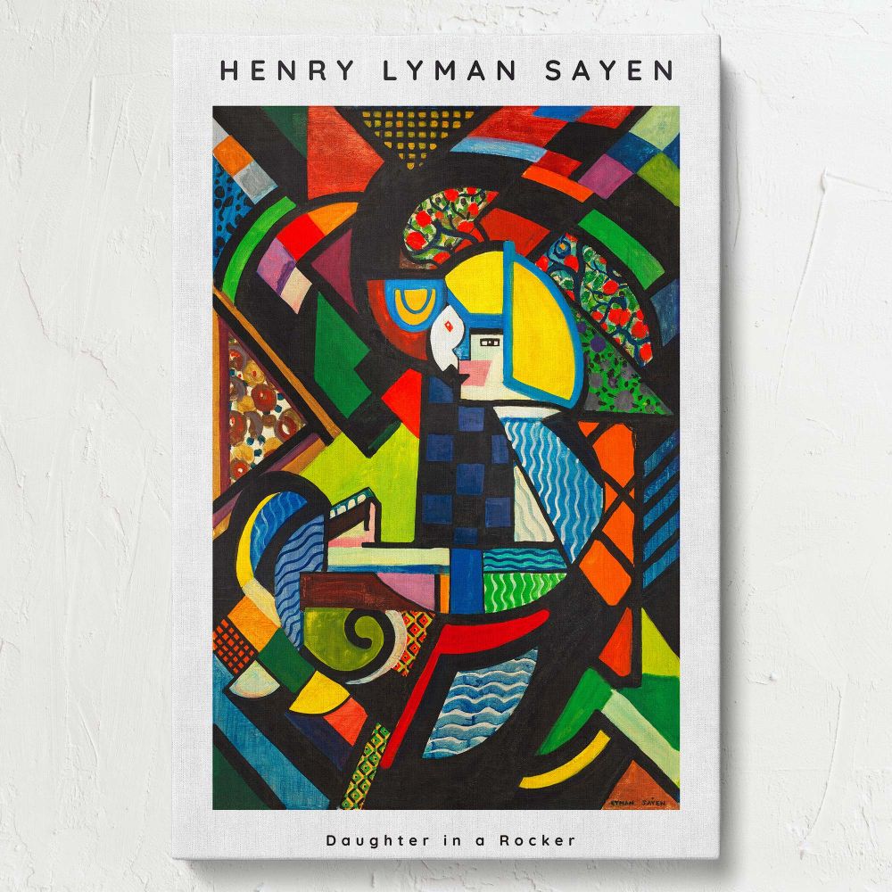 Artistic wall canvas Daughter in a Rocker by Henry Lyman Sayen featuring modernist abstract shapes, dynamic colors, and creative design, creating a timeless vintage artwork ideal for gallery walls or stylish home interiors.