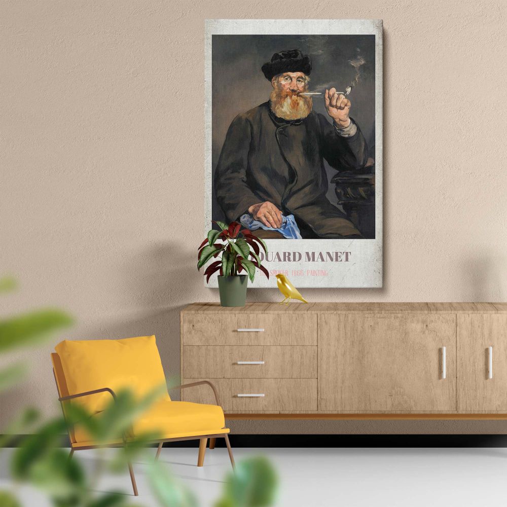 The Smoker by Edouard Manet printed as a high-resolution canvas featuring muted tones and a contemplative pipe-smoking man, perfect for elevating the style of living rooms, bedrooms, or offices with classic European art charm.