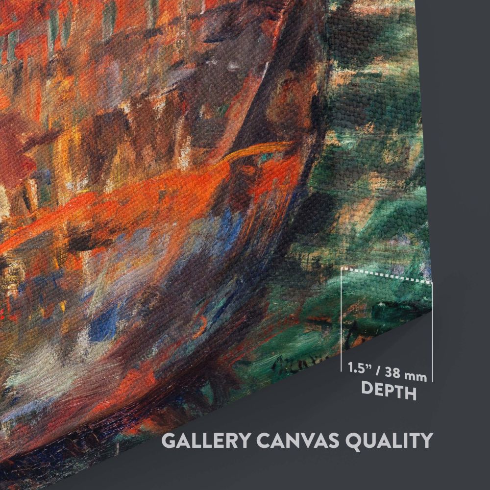 Impressionist wall canvas of Autumn Portrait of Lydia Cassatt by Mary Cassatt featuring rich orange tones contrasted with green foliage, offering a warm and inviting decor option for art lovers seeking vintage elegance and classic fall-inspired artwork.