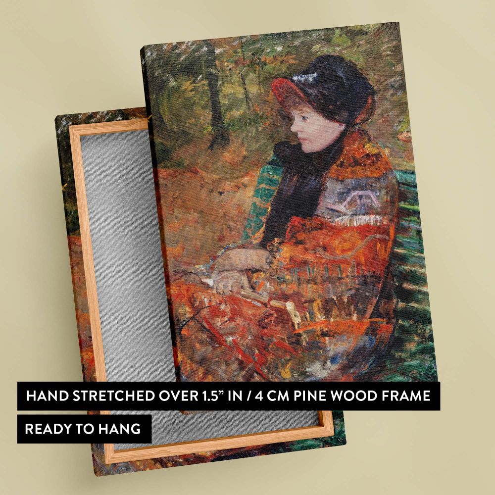 Wall canvas of Mary Cassatt's Autumn Portrait of Lydia Cassatt featuring a serene figure wrapped in warm autumn colors with detailed brushwork, ideal for creating a timeless and cozy atmosphere in home or professional decor settings.