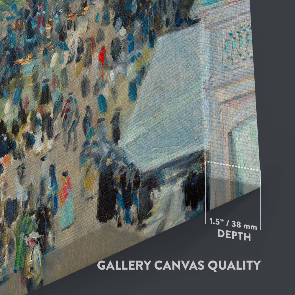 View of a Southern French City by Frederick Childe Hassam printed as a high-resolution canvas featuring lively street life, pastel-colored architecture, and bright tones, perfect for adding cultural and artistic charm to your home or office.