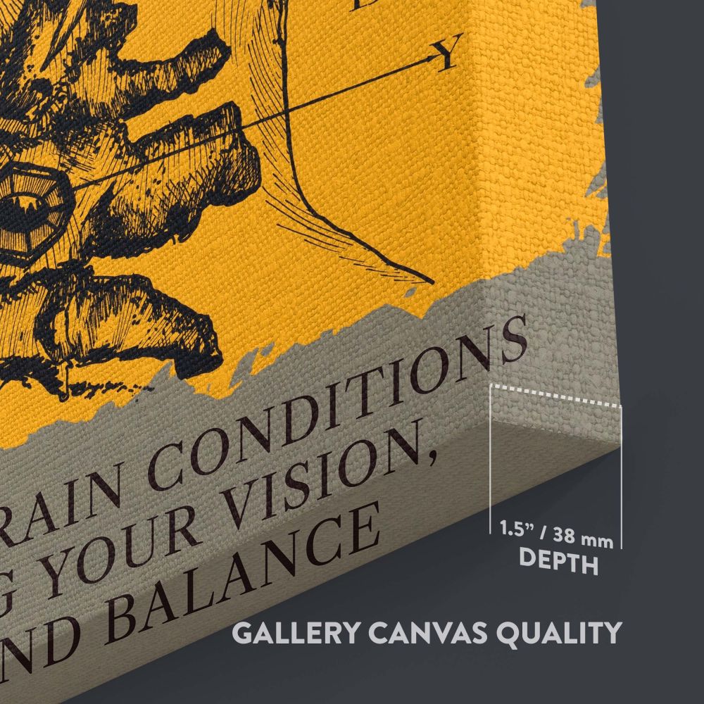 Anatomical brain illustration in a vintage art style with labeled regions and text about health awareness, encouraging vision, hearing, and balance tests as part of brain condition detection and overall wellness monitoring for individuals.