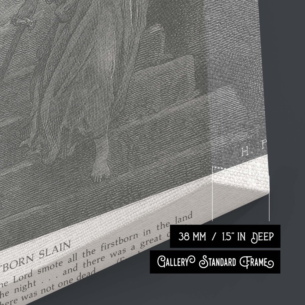A deeply emotional wall canvas of Gustave Dore's engraving depicting grief and divine judgment as the angel of death walks through Egypt, showing lifeless children and distressed mothers in a historical moment of biblical weight and visual impact.