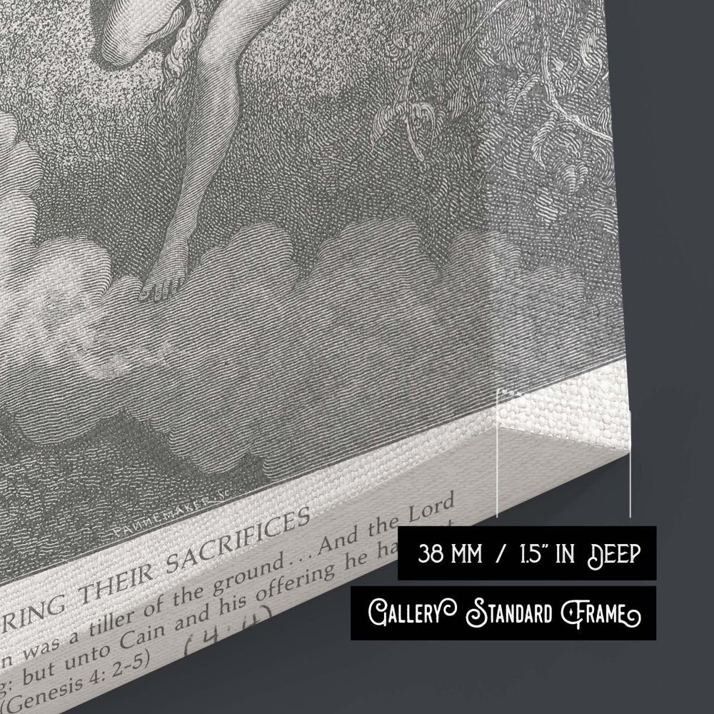 Featuring two altars, one accepted by divine fire and the other shunned, this canvas wall art by Gustave Dore captures the inner turmoil of Cain and the humility of Abel in one of Genesis's most powerful scenes of spiritual divergence.