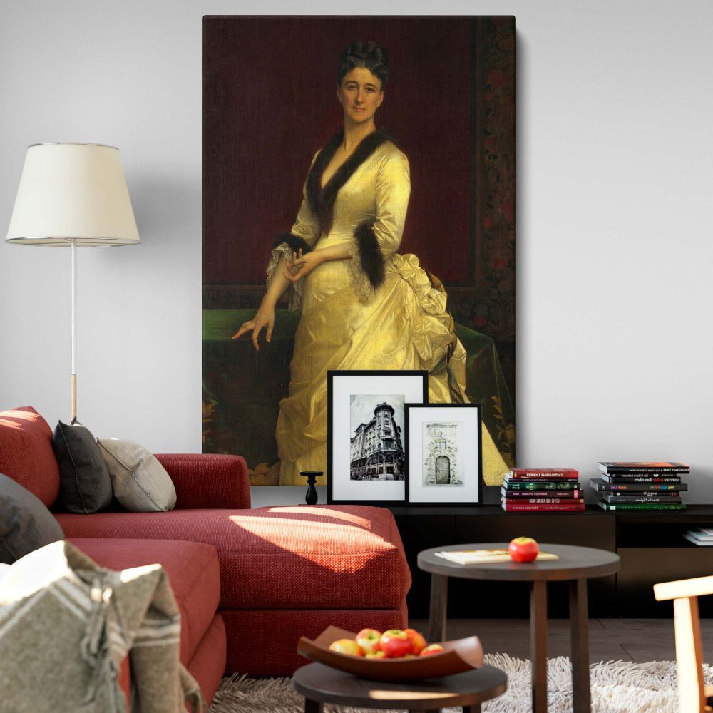 Catharine Lorillard Wolfe canvas print, a 19th-century portrait by Alexandre Cabanel, vintage fine art reproduction, museum-quality historical painting, perfect for home, office, or library decor, beautifully printed on high-quality canvas.