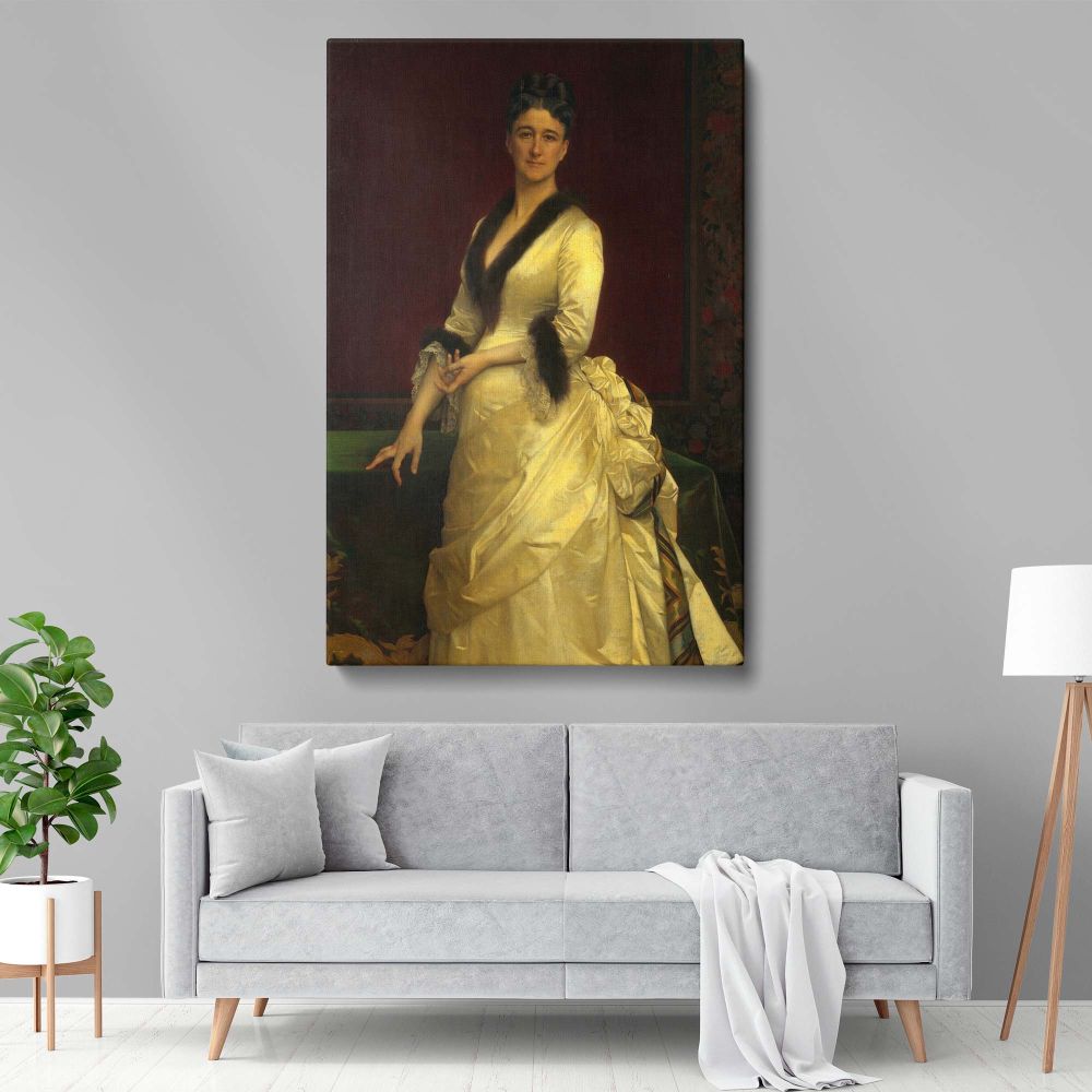 19th-century painting of Catharine Lorillard Wolfe, a stunning neoclassical portrait by Alexandre Cabanel, printed on high-quality gallery-wrapped canvas, perfect for elegant home decor, office walls, or sophisticated classical interior decoration.