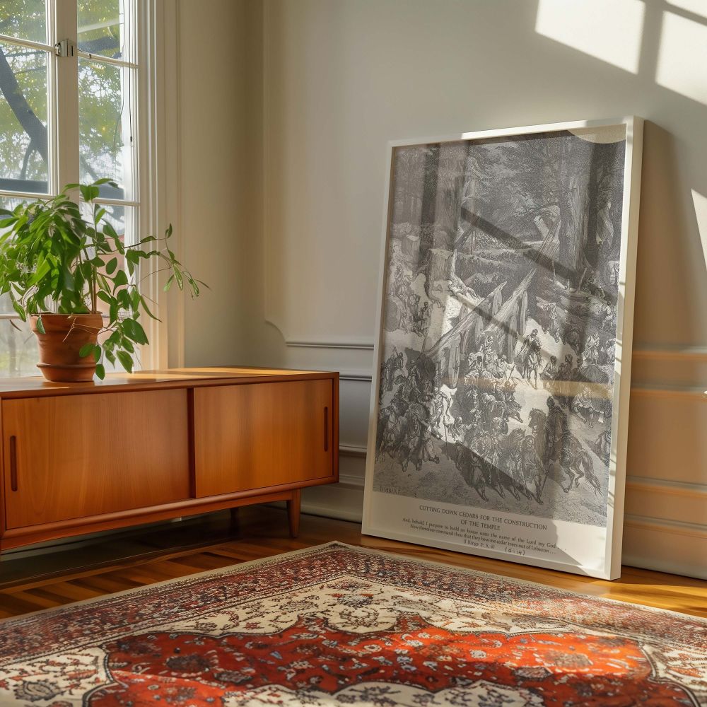Grayscale wall canvas print of Gustave Dore's 