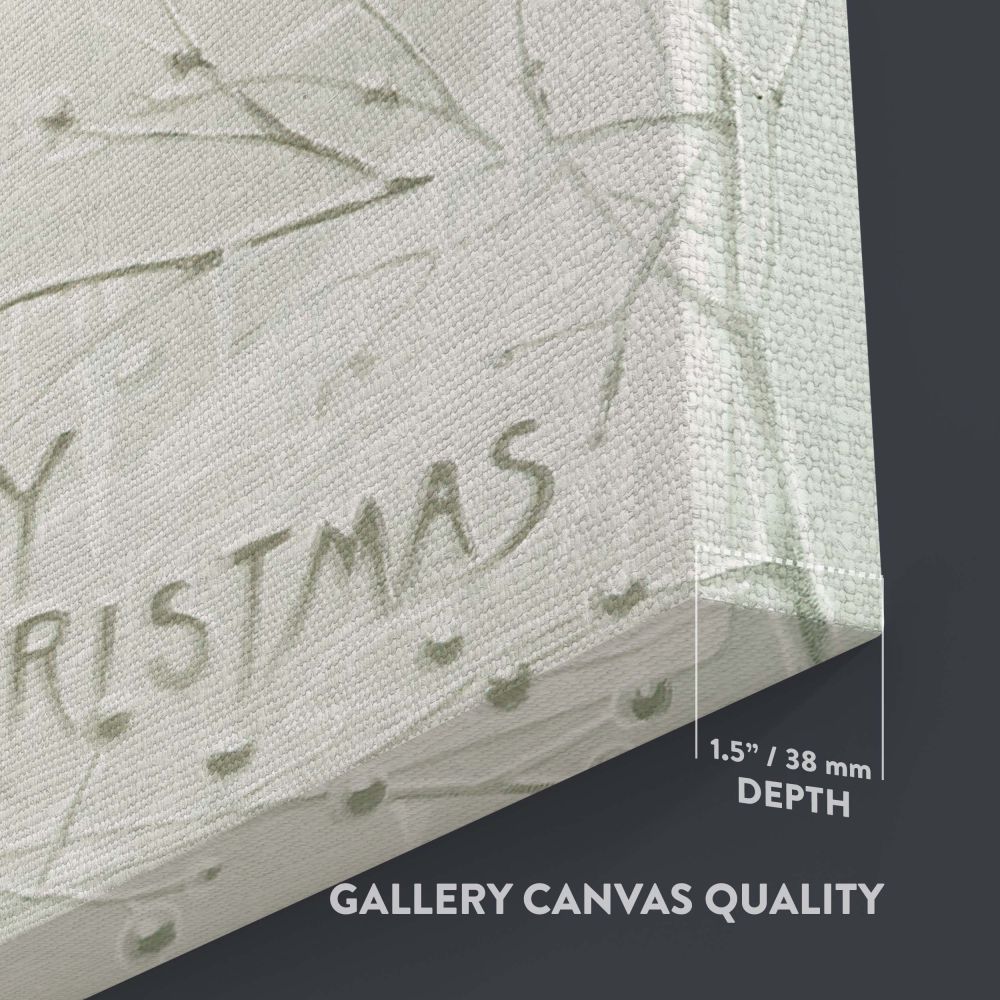Elegant monochrome Christmas card canvas wall art with a historical L. Prang & Co. holiday illustration featuring intricate winter branches and a crescent moon, a sophisticated decorative print ideal for classic Christmas and seasonal wall decor.