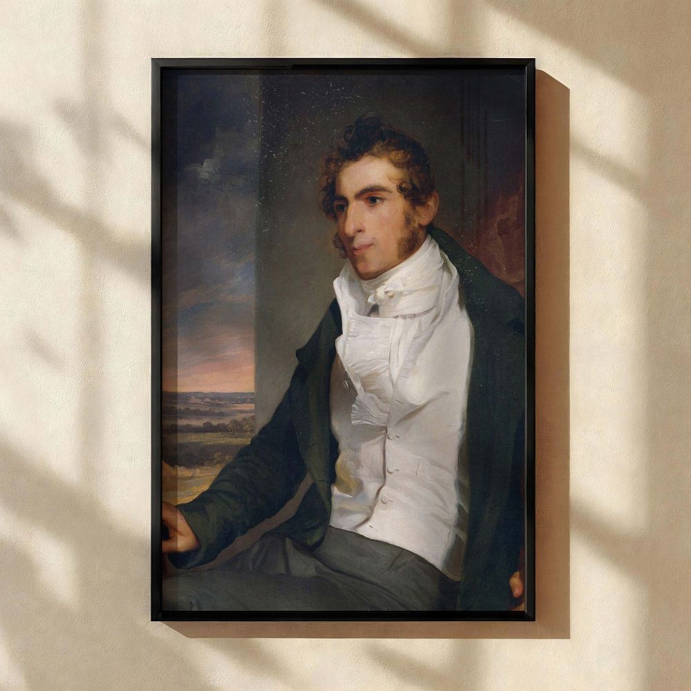 Thomas Sully's 1812-1813 portrait of Daniel La Motte, displayed as a high-quality canvas print, exudes classic charm with its muted earthy tones and refined features. The portrait captures the elegance of early 19th-century fashion and portraiture, offeri