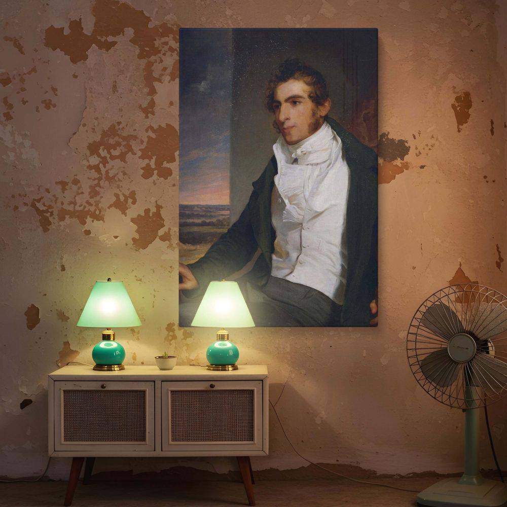 Add a touch of early 19th-century elegance to your decor with this portrait of Daniel La Motte by Thomas Sully, originally painted in 1812-1813. The canvas print showcases the fine detailing and soft tones of the original work, capturing the dignified exp