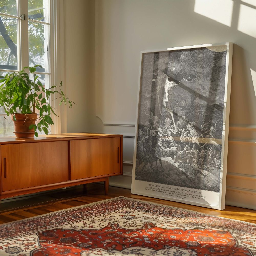 Monochrome canvas wall print showing Dore's dramatic scene 