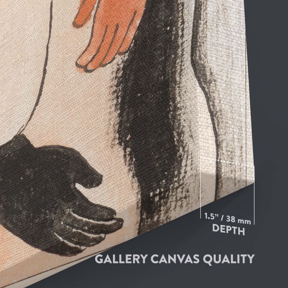 Minimalist wall canvas of Embrace 1930 by Mikulas Galanda depicting a loving couple in an embrace, expressed through simple lines and soft contrasts, ideal for modern and emotional decor that celebrates connection and intimacy.
