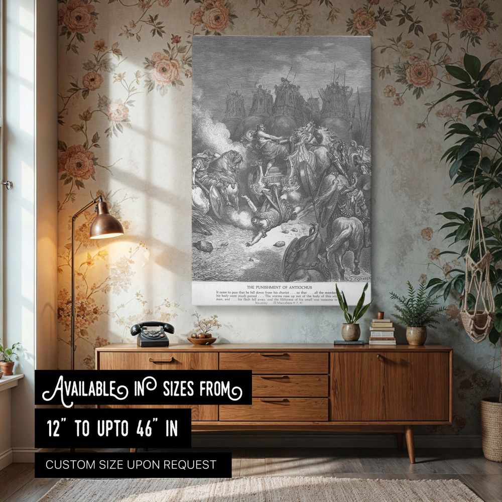 This wall canvas features Gustave Dore's intense etching of 