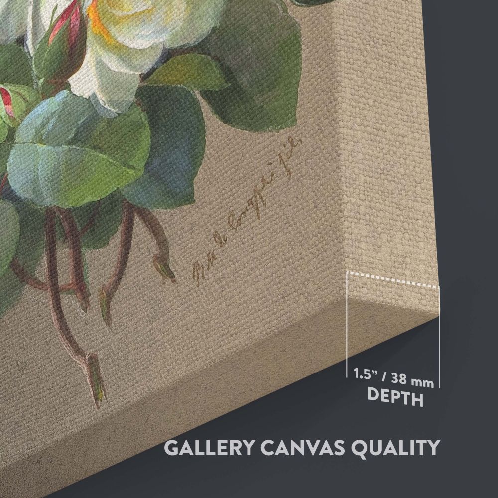 Elegant 19th-century floral painting reproduction of soft roses and lilacs, printed on high-quality canvas with rich, pastel colors and a delicate vintage feel, a perfect museum-quality artwork for classical, Victorian, and French-inspired interiors.