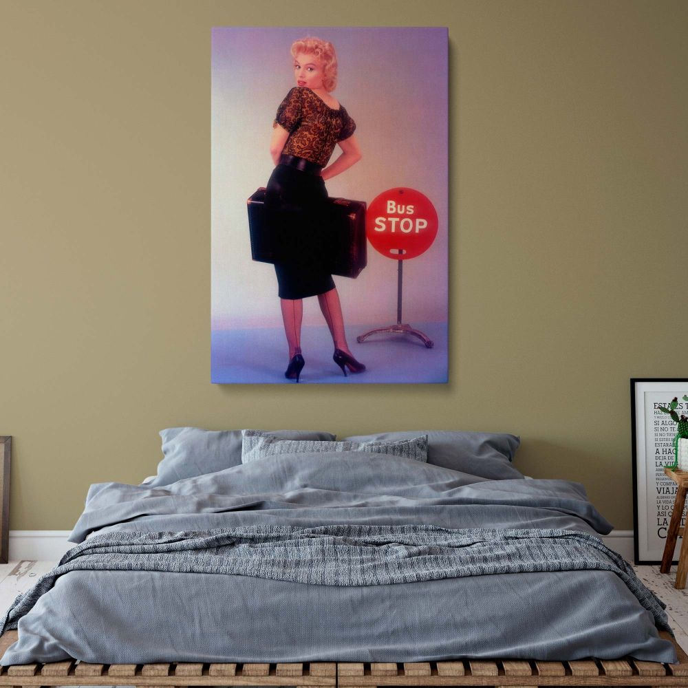 Elegant Marilyn Monroe photo from Bus Stop as canvas print for minimalist bedroom decor or stylish gallery wall display