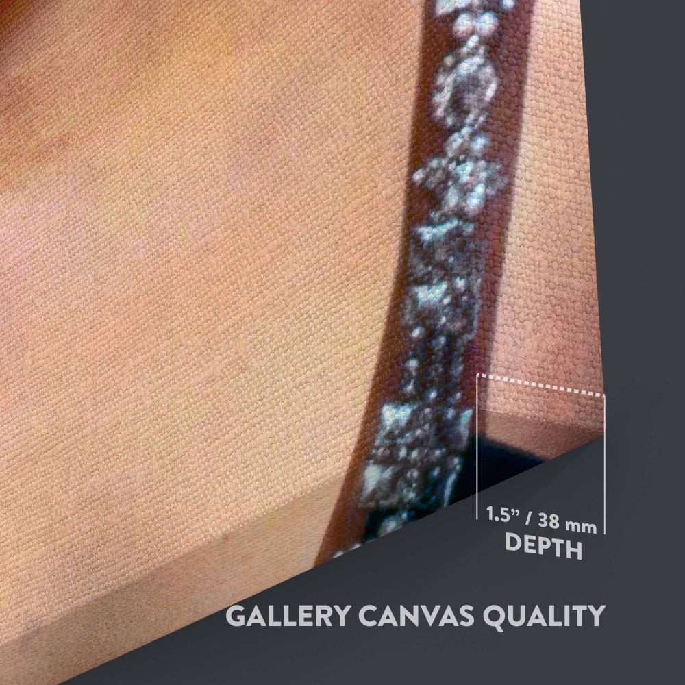 Marilyn Monroe appears at her most glamorous in this close up portrait designed for collectors of vintage Hollywood photo canvas art. The image showcases her bold makeup, shimmering earrings, and signature smile beneath her platinum curls. It's a stunning