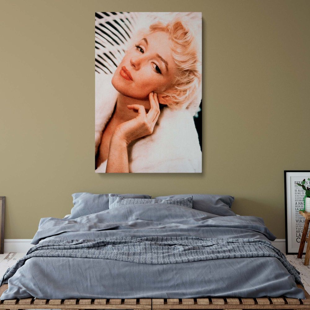 Stunning portrait of Marilyn Monroe with vintage flair ideal for classic movie room or retro Hollywood themed interiors.