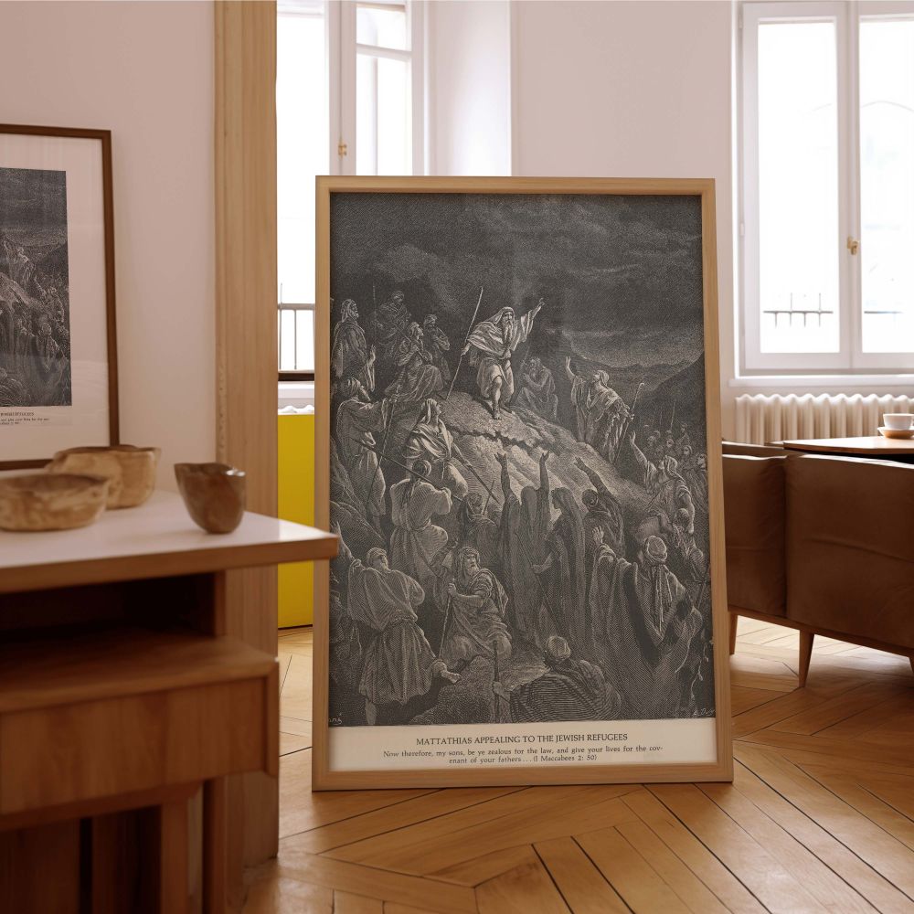 A sea of figures surrounds Mattathias in this emotional wall canvas of 