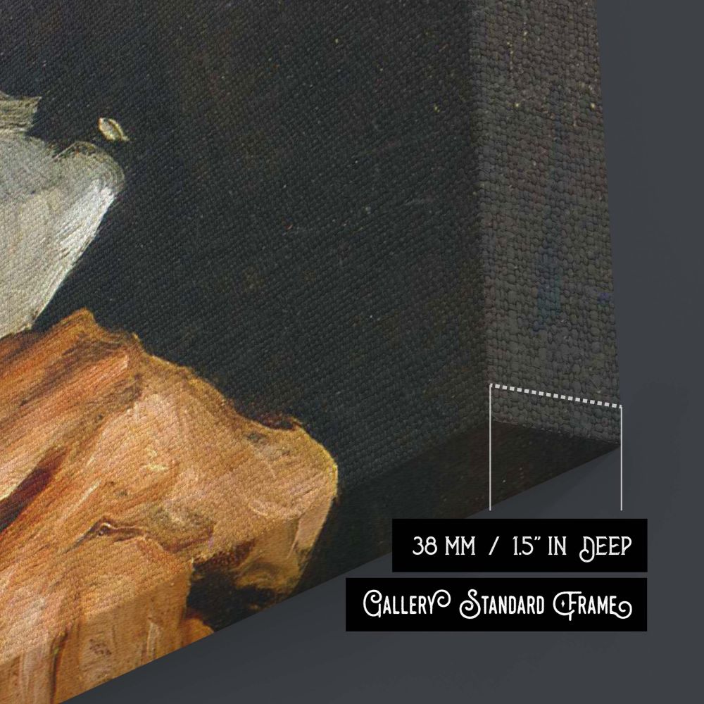 Canvas wall print reproduction of a George Bellows portrait featuring an elderly man with hands resting on a cane and eyes filled with wisdom. The powerful contrast between the sitter's pale skin and the shadowed background creates dramatic visual focus. 
