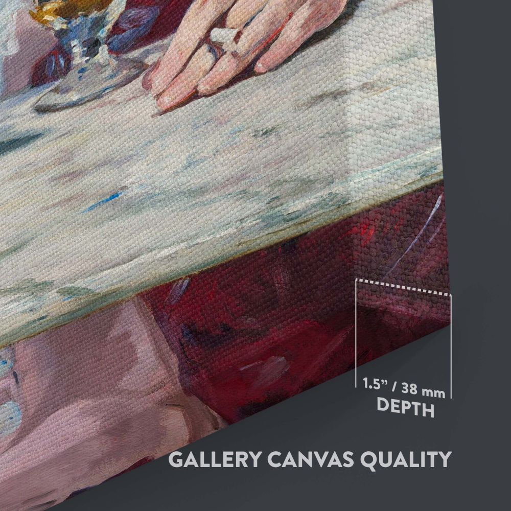 Timeless Plum Brandy canvas wall art featuring Manet's delicate brushwork and soft color tones, a nostalgic French cafe scene that adds charm and sophistication to elegant living rooms, coffee shops, or stylish office settings.