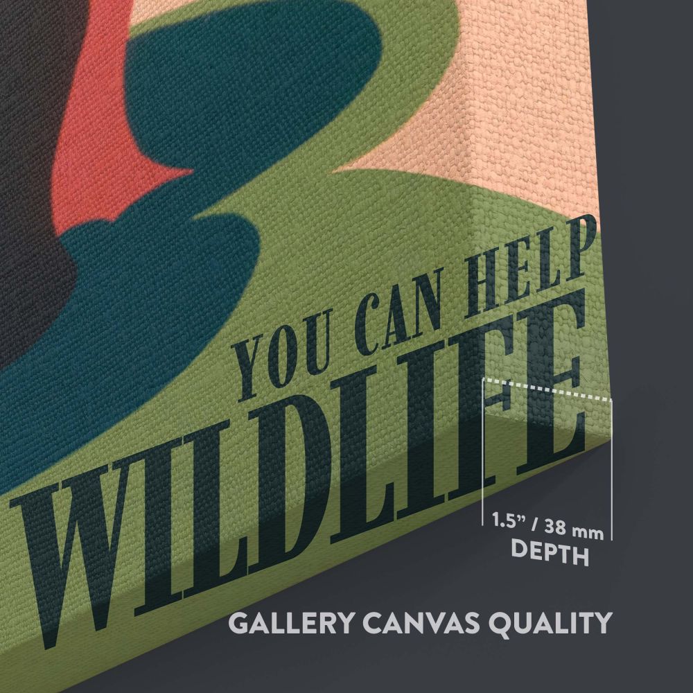 Wildlife-inspired wall canvas with a panda hugging a tree and the message 