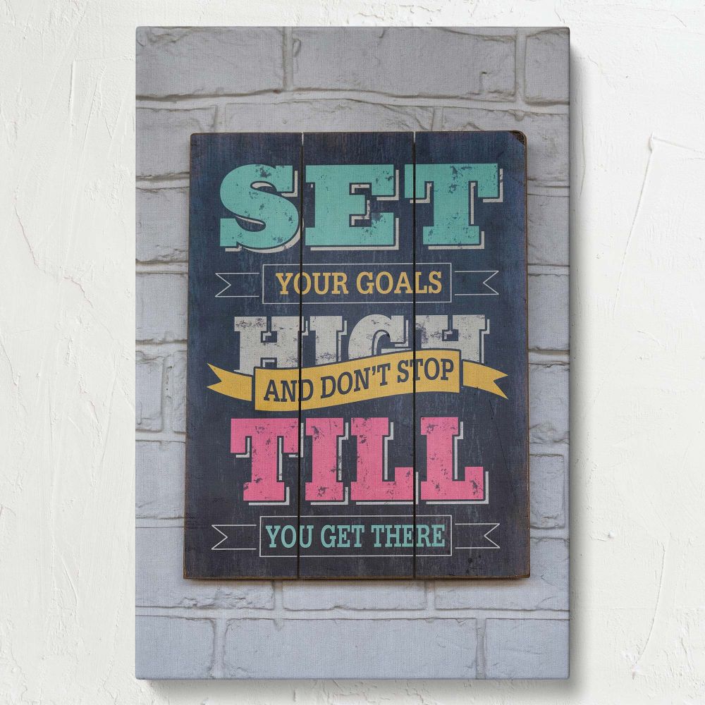 Framed motivational typography canvas print featuring a wooden board-style design with an uplifting message, a perfect decor piece for work-from-home setups, classrooms, personal growth spaces, or gyms aiming to inspire success.