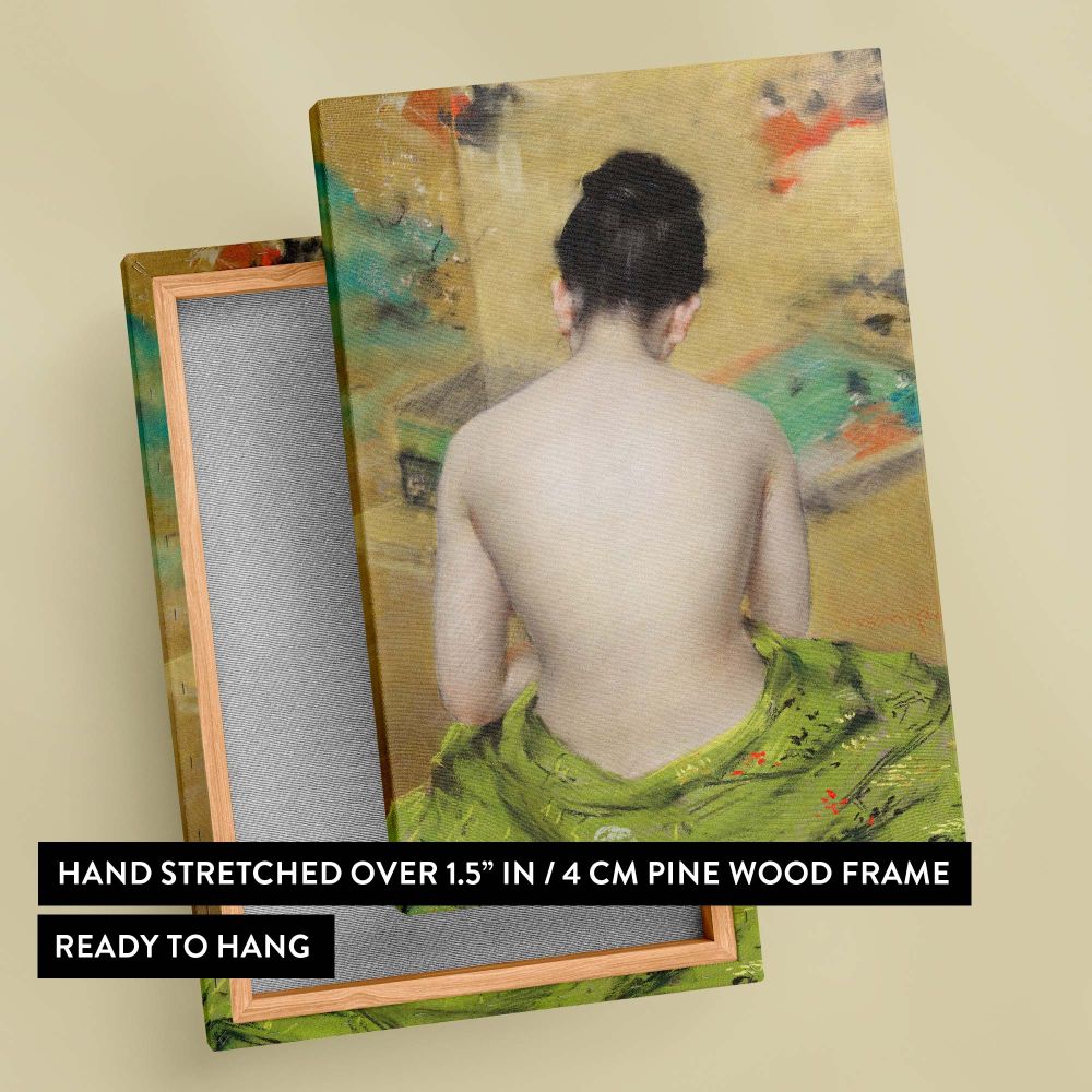 Fine art reproduction of Study of Flesh Color and Gold by William Merritt Chase, a delicate impressionist nude painting, museum-quality canvas print designed for collectors, classic home decor, or elegant office wall art.