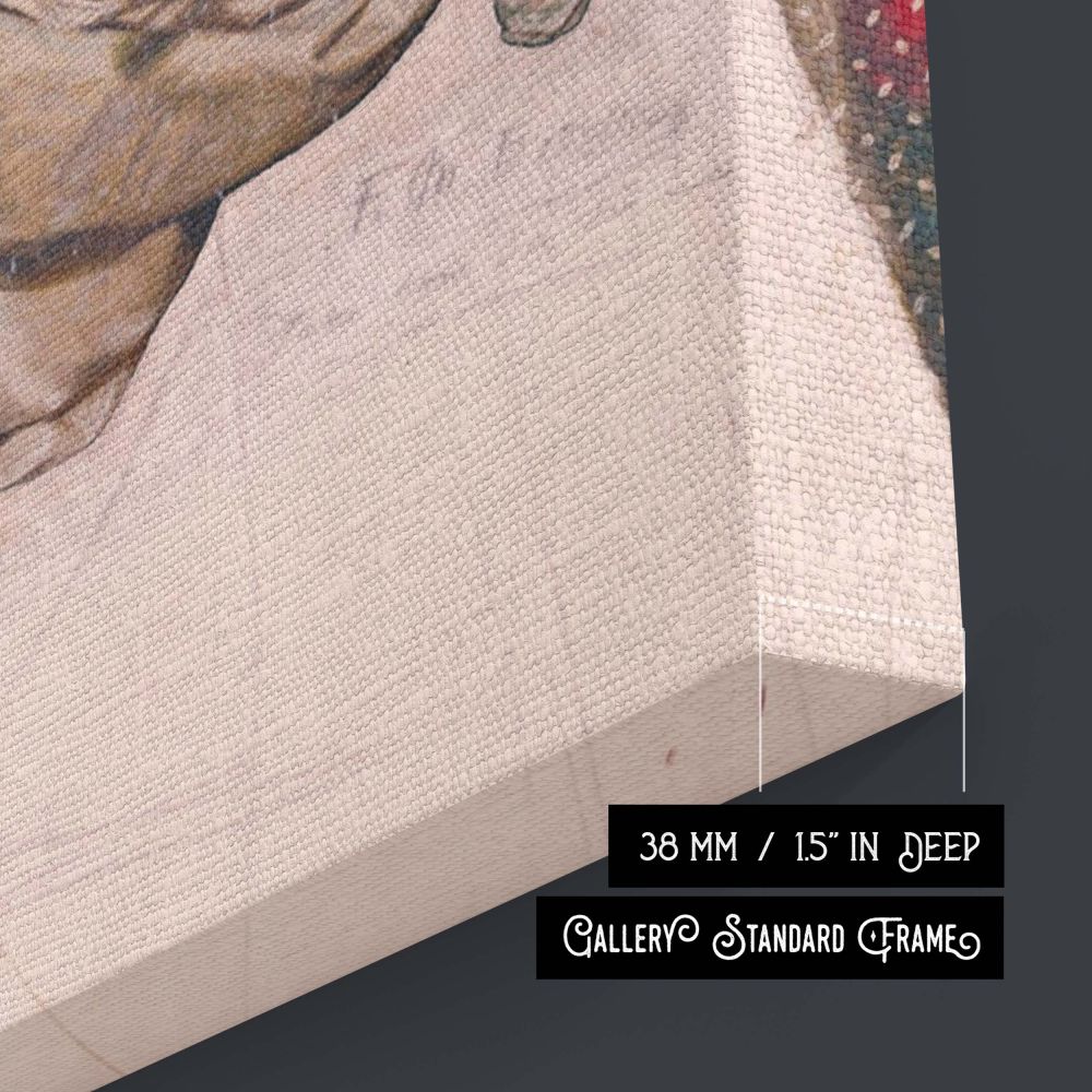 Reproduction canvas print of Ford Madox Brown's unfinished and emotionally intense painting Take Your Son Sir showing a mother's direct gaze and narrative tension perfect for framed canvas wall art in homes with deep aesthetic appreciation.
