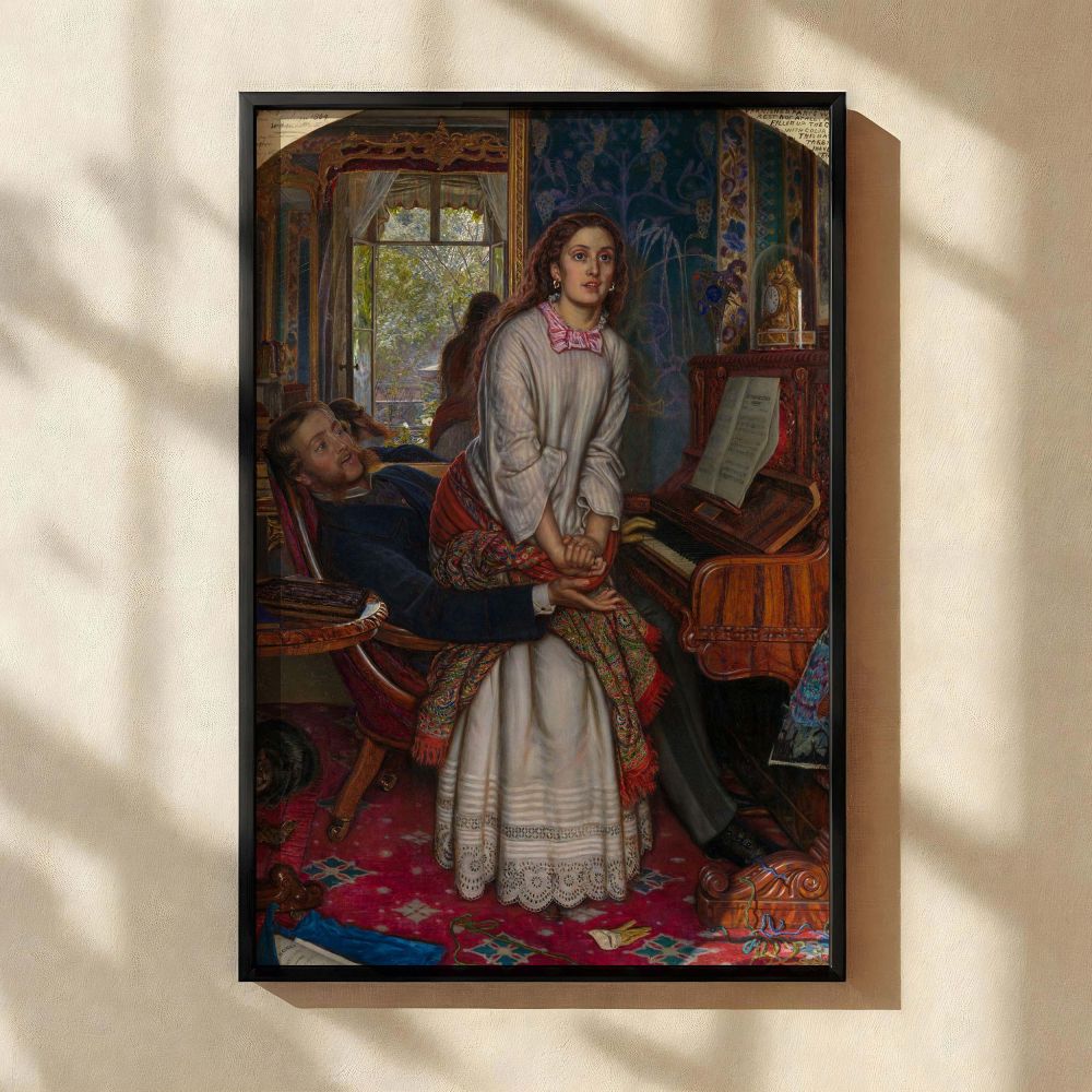 This detailed canvas wall art captures a moment of emotional awakening in a lavishly decorated Victorian parlor, taken from Hunt's 