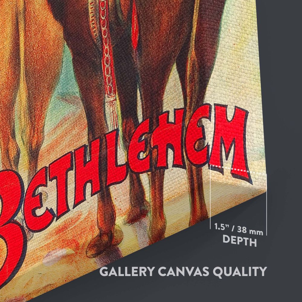 Faith-based vintage artwork featuring The Star of Bethlehem 1912 movie poster on a framed canvas print, showcasing Three Wise Men following the Star, perfect for home, office, or religious study room decor with a classic biblical theme.