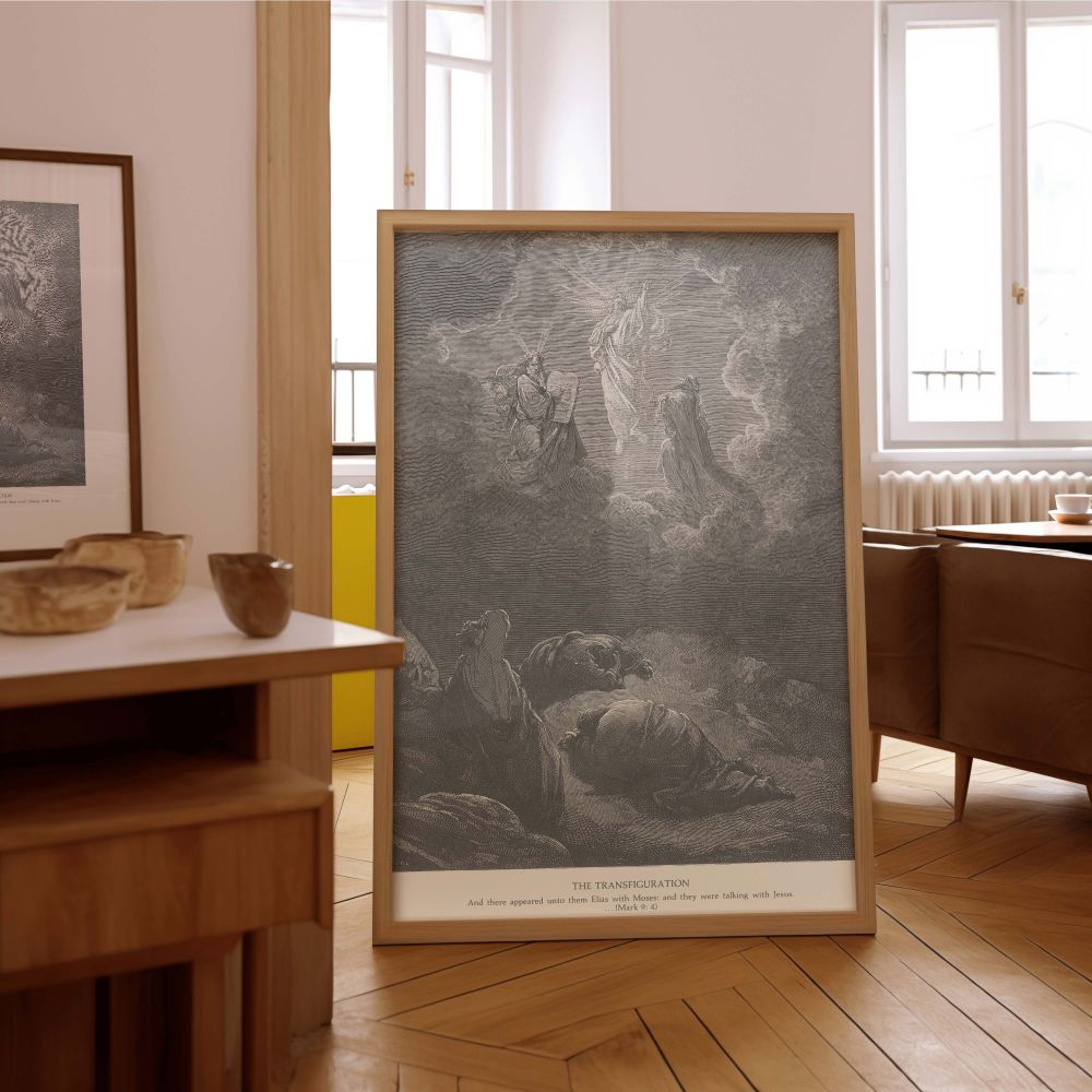 This powerful canvas wall art of Gustave Dore's Transfiguration brings together faith, fine art, and biblical tradition in a single masterpiece, highlighting Jesus' divinity in a dramatic heavenly moment-a standout piece of Christian decor for any sacred 