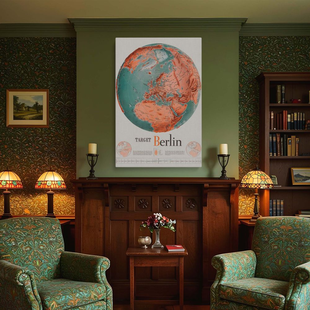 Berlin Map Canvas Print - 1943 Military Map on Canvas. A historical map print featuring Berlin's strategic points from World War II. Ideal for home decor, office wall decor, or a personalized gift for military history enthusiasts. This Berlin map canvas i