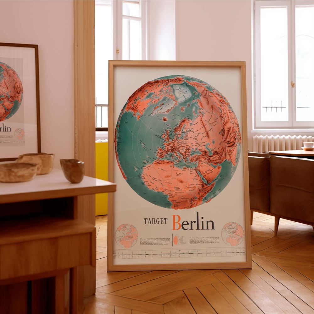 Berlin WWII Canvas Print - Historical Military Map Art. A unique map print of Berlin in WWII, capturing wartime strategy in a travel map format. This wall art is perfect for home decor, office decor, and makes a thoughtful gift. Available as a framed prin