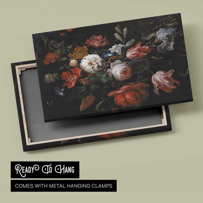 A Garland of Flowers by Abraham Mignon canvas print, canvas reverse and frame view