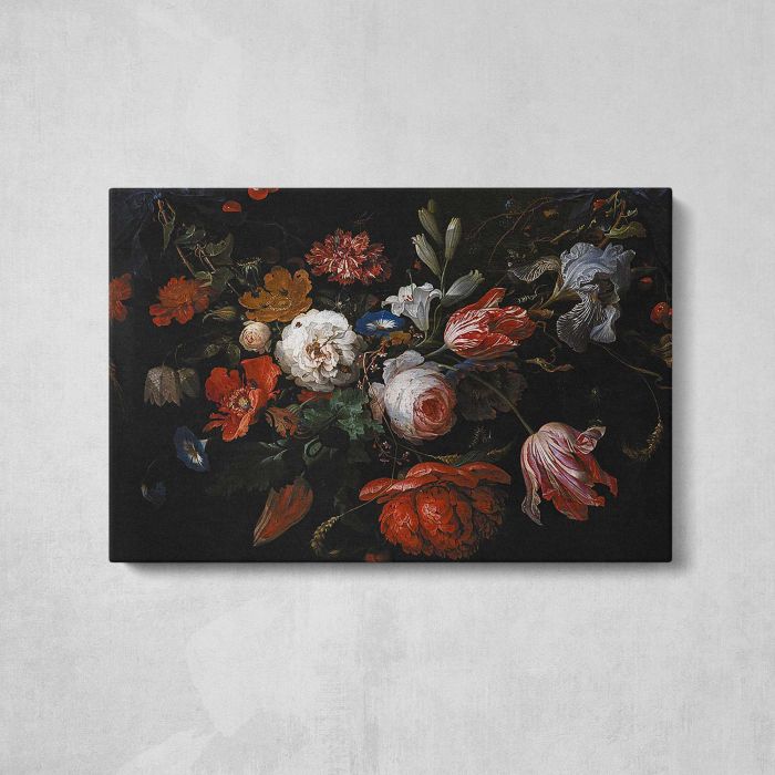 A Garland of Flowers by Abraham Mignon canvas print, front canvas view