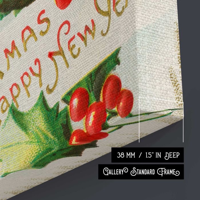A Merry Christmas and a Happy New Year (1910) canvas print, canvas surface and edge detail
