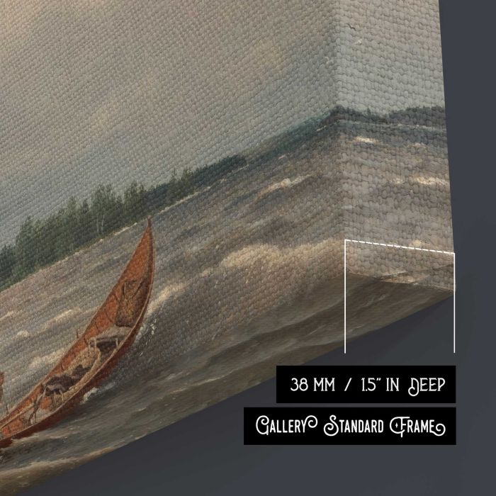 A savo boat on a lake, 1879, by Ferdinand von Wright canvas print, canvas surface and edge detail