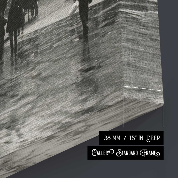 A Wet Day on the Boulevard, Paris (1894) canvas print, canvas surface and edge detail