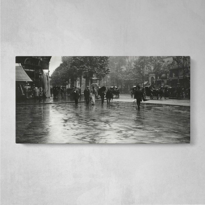 A Wet Day on the Boulevard, Paris (1894) canvas print, front canvas view